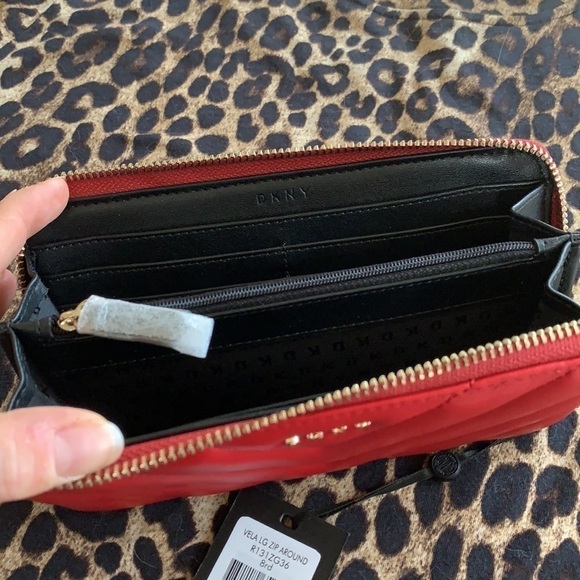 Brand New DKNY Vela Large Zip Around Red Wallet - Picture 11 of 14